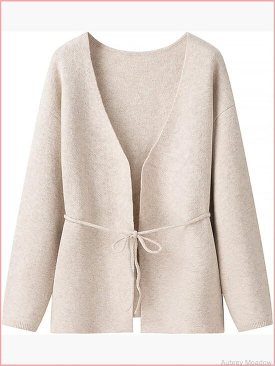 Sweaters - Classic Coatigan Belted Wrap Cardigan V-Neck Long Knit Sweater Jacket